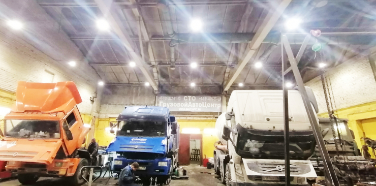 Освещение грузового автосервиса Парнас